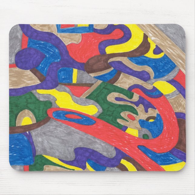 "Picasso Cat" Abstract Art Mouse Pad (Front)