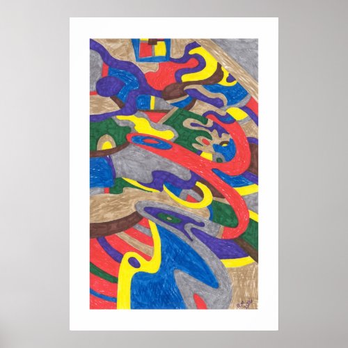 Picasso Cat Abstract Poster