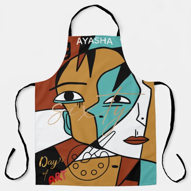 Picasso-Inspired Cubism Artist | Creative Painting Apron (Front)
