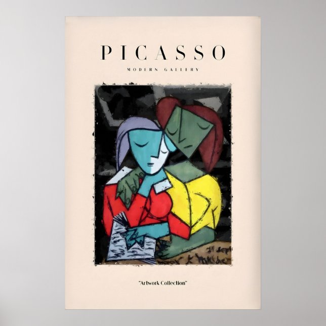 Picasso Reading Couple Abstract Figures Art Print (Front)