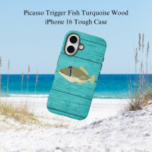 Picasso Trigger Fish Turqouise Wood iPhone 16 Case