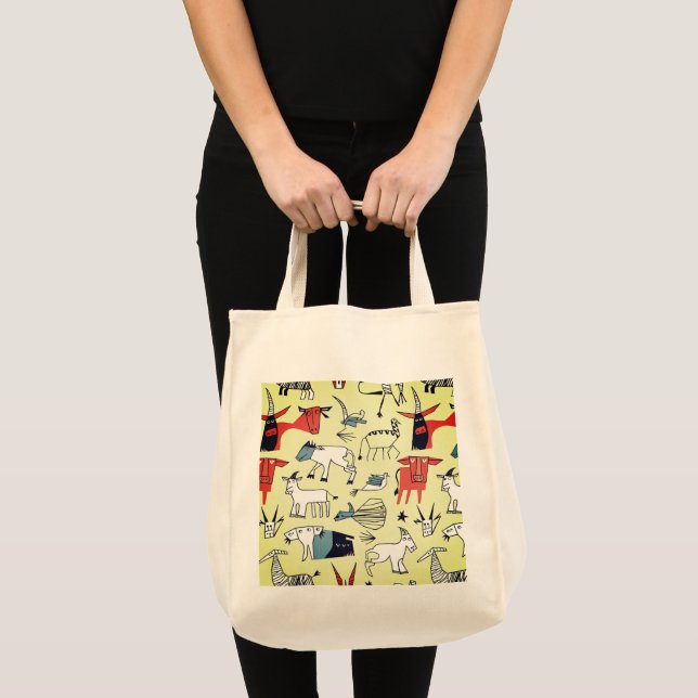 Picasso's Playful Menagerie Grocery Tote Bag (Front (Product))