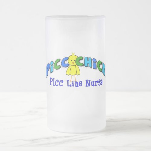 PICC Chick  PICC LINE NURSE BLUE Artsy Design Frosted Glass Beer Mug
