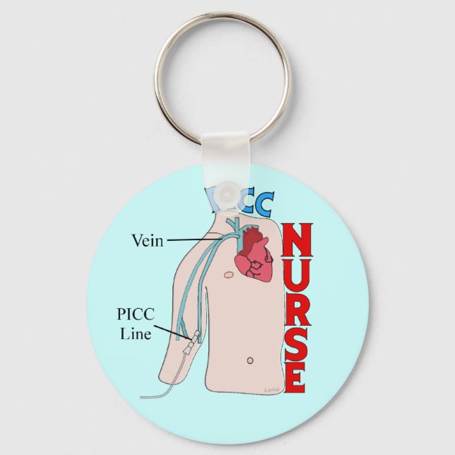 PICC Line Nurse Anatomical  Design Gifts Keychain (Front)