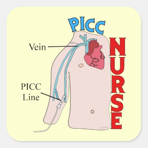 PICC Line Nurse Anatomical  Design Gifts Square Sticker