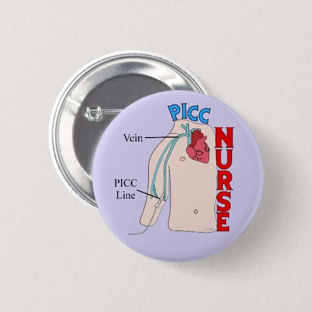 PICC Line Nurse Anatomical  Design Purple Button (Front & Back)