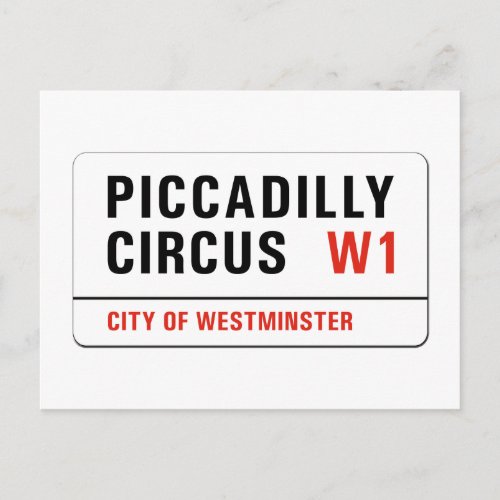 Piccadilly Circus London Street Sign Postcard