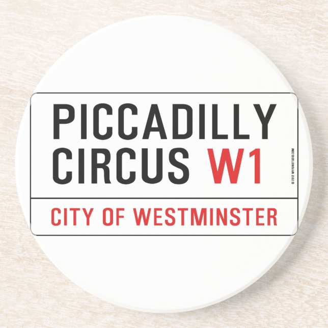 Piccadilly Circus Street Sign Drink Coaster (Front)