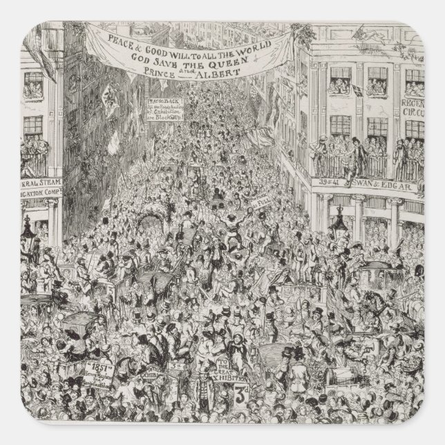 Piccadilly during the Great Exhibition, 1851 Square Sticker (Front)