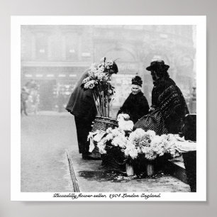 Piccadilly London flower-seller, 1904 England Poster