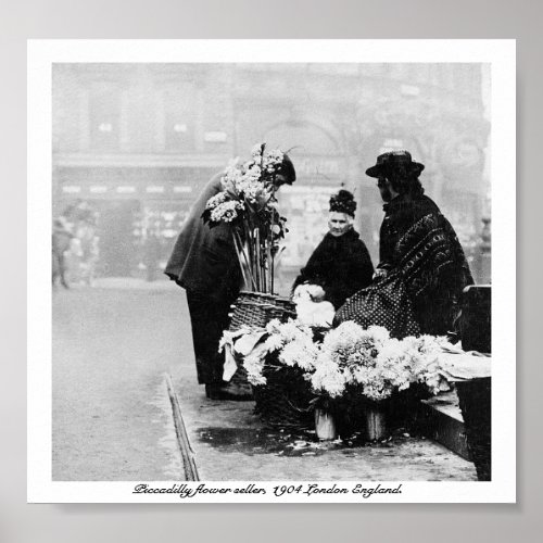Piccadilly London flower_seller 1904 England UK Poster