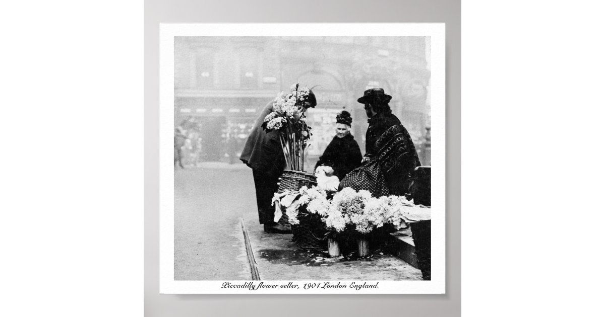 Piccadilly London flowerseller, 1904 England U.K. Poster Zazzle