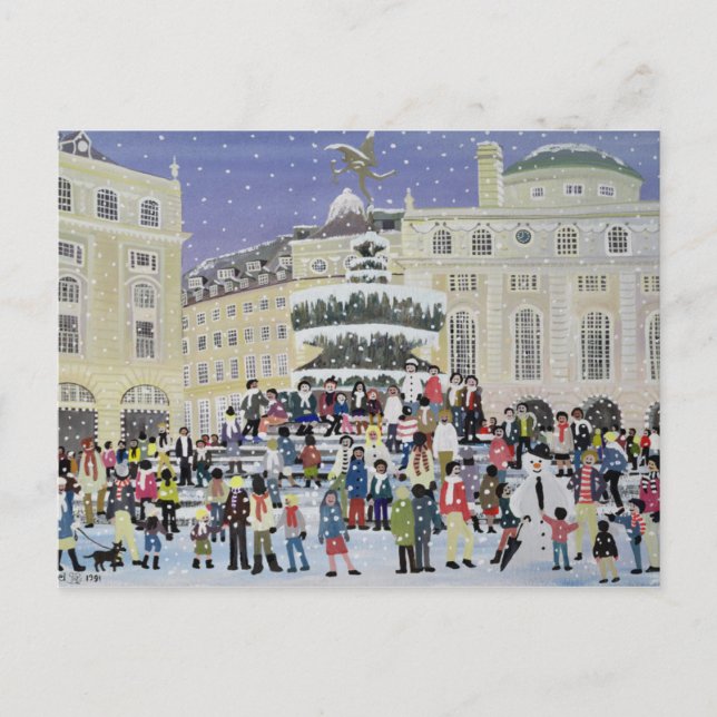 Piccadilly Snow Scene Postcard (Front)