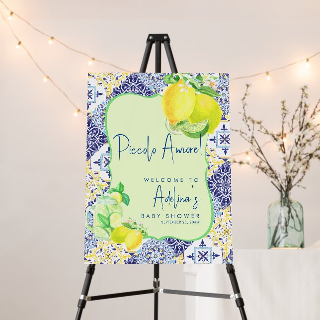 Piccolo Amore Blue Lemon Baby Shower Welcome Sign (In Situ (Stand))