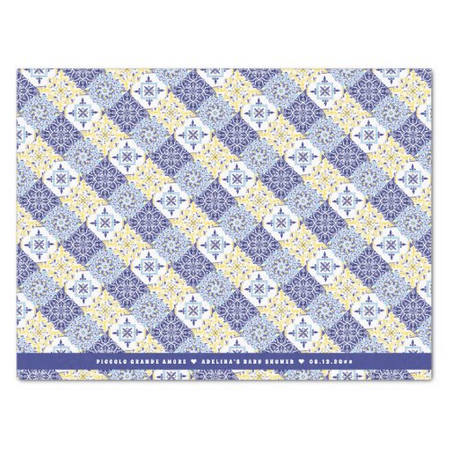 Piccolo Amore Italian Tiles Blue Lemon Baby Shower Tissue Paper