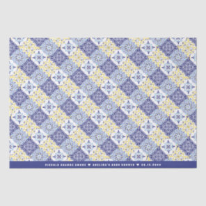 Piccolo Amore Italian Tiles Blue Lemon Baby Shower Tissue Paper