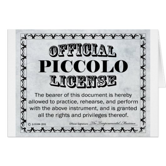 Piccolo License (Front Horizontal)