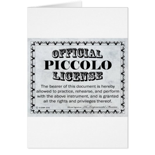 Piccolo License Cards (Front)