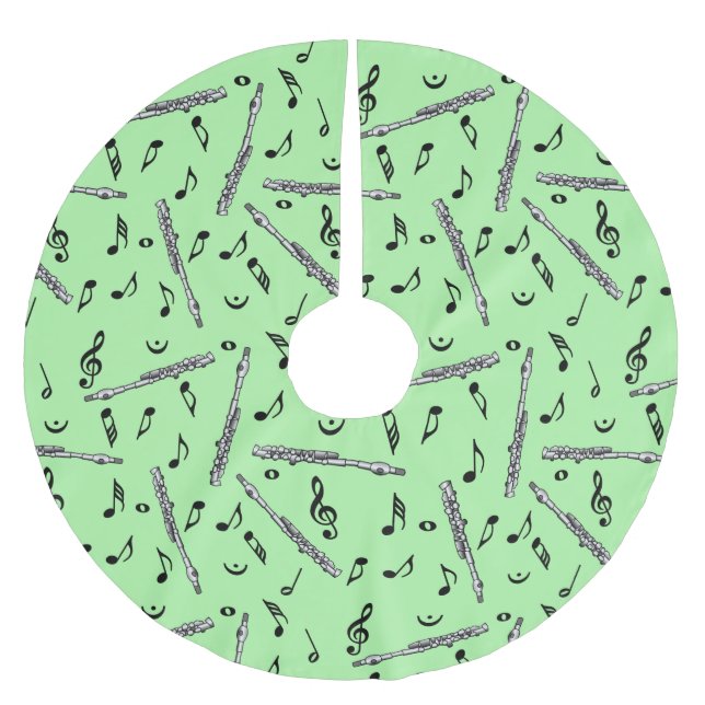 Piccolo Music Note Pattern Brushed Polyester Tree Skirt (Front)