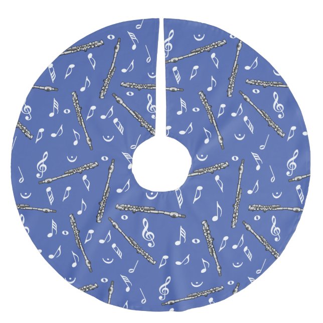 Piccolo Music Note Pattern Brushed Polyester Tree Skirt (Front)