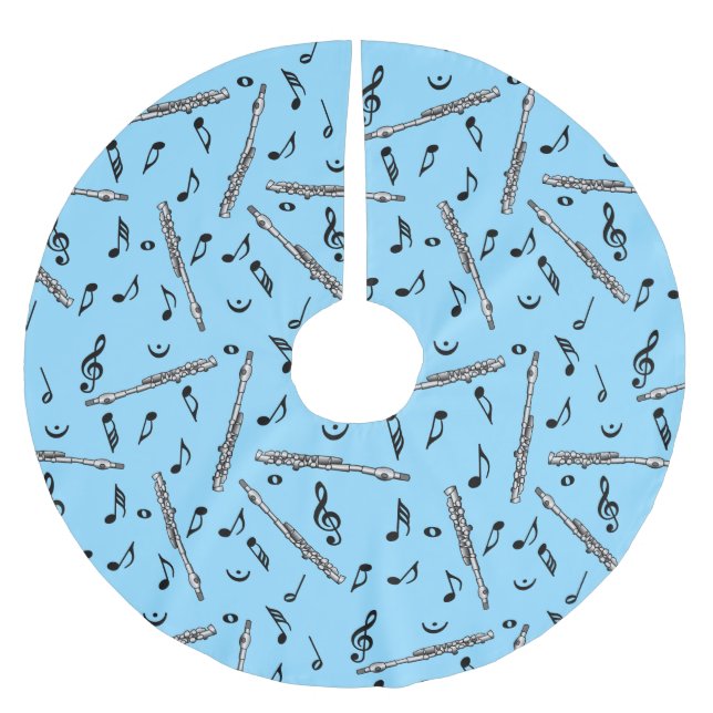Piccolo Music Note Pattern Brushed Polyester Tree Skirt (Front)