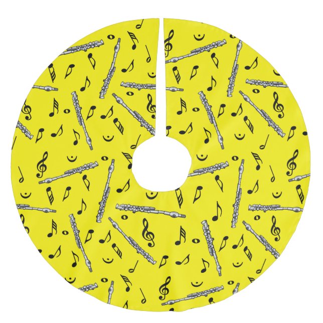 Piccolo Music Note Pattern Brushed Polyester Tree Skirt (Front)