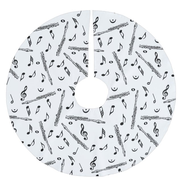 Piccolo Music Note Pattern Brushed Polyester Tree Skirt (Front)