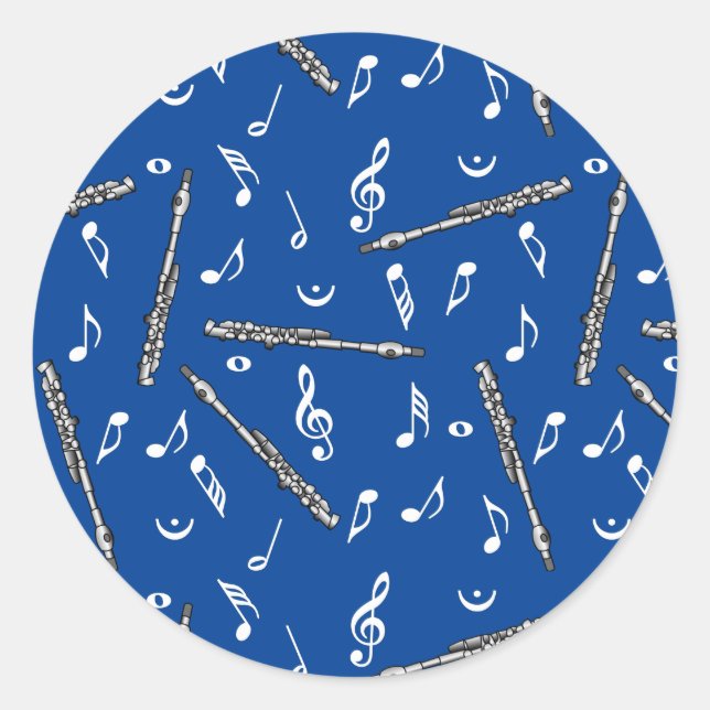 Piccolo Music Note Pattern Classic Round Sticker (Front)