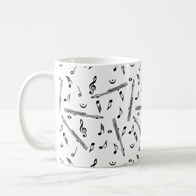 Piccolo Music Note Pattern Coffee Mug (Left)