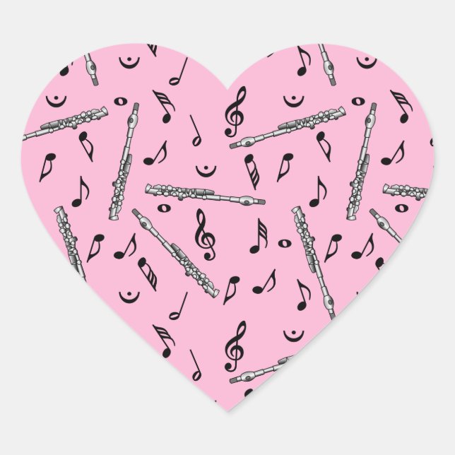 Piccolo Music Note Pattern Heart Sticker (Front)