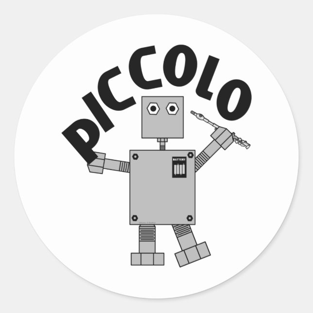 Piccolo Robot Text Classic Round Sticker (Front)