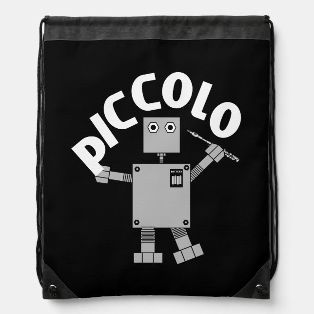 Piccolo Robot Text Drawstring Bag (Front)