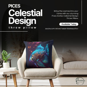 Pices Zodiac Celestial Design Throw Pillow