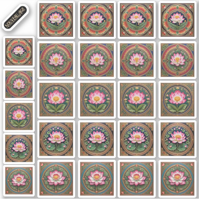 Pichhwai Style Lotus Flowers Sticker Sheet (Front)