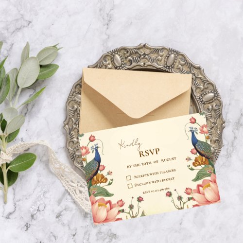 Pichwai Indian Elegant Wedding RSVP Card
