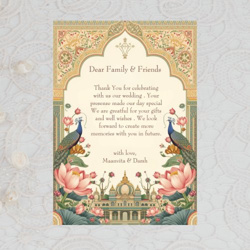 Pichwai Indian Elegant  Wedding Thank You Card