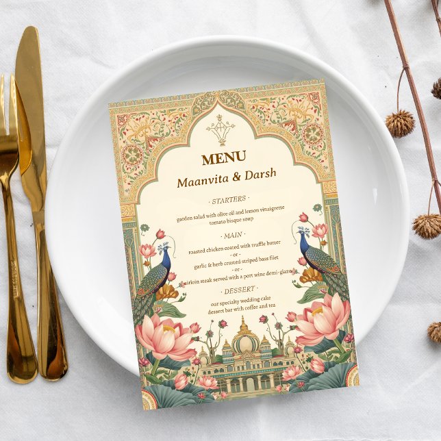 Pichwai Indian Luxury Elegant Wedding Menu (Creator Uploaded)