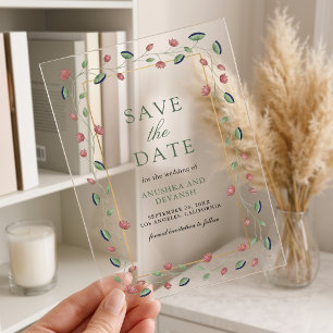 Pichwai Lotus Vine Indian Wedding Save the Date