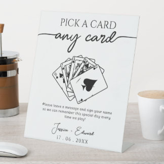 Pick A Play Card Wedding Sign Your Name Black