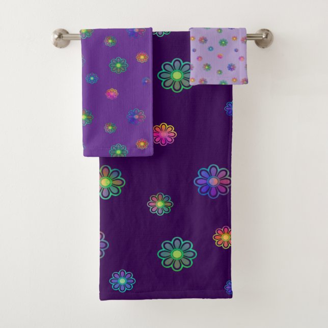 Pick a Posy Custom Background  Bath Towel Set (Insitu)