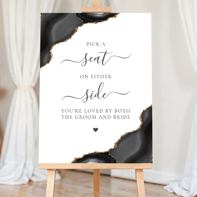 Pick a Seat Black Agate Gold Wedding Foam Board (Creator Uploaded)