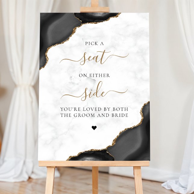 Pick a Seat Black Gold Agate Marble Wedding Foam Board (Creator Uploaded)