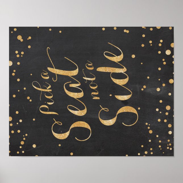 Pick a seat chalk and glitter wedding sign (Front)