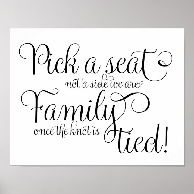 Pick a seat chalk and glitter wedding sign (Front)