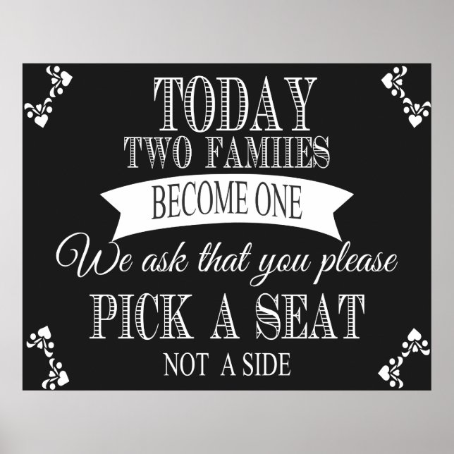 "Pick a seat" chalkboard wedding print (Front)