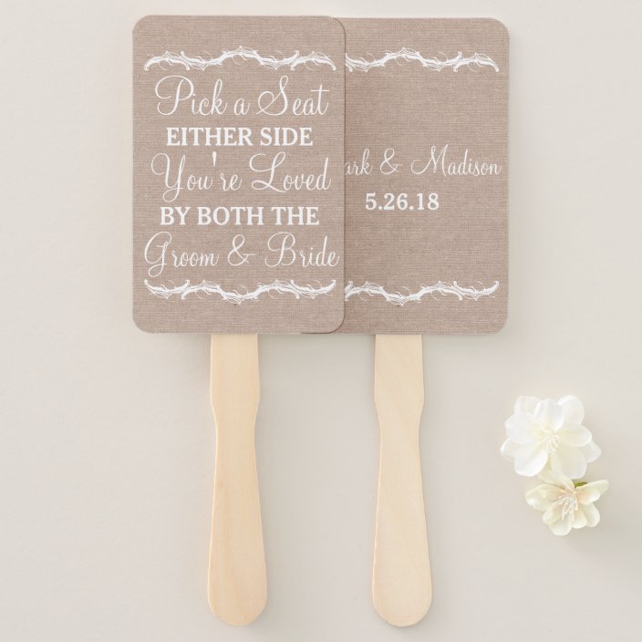 burlap wedding fans