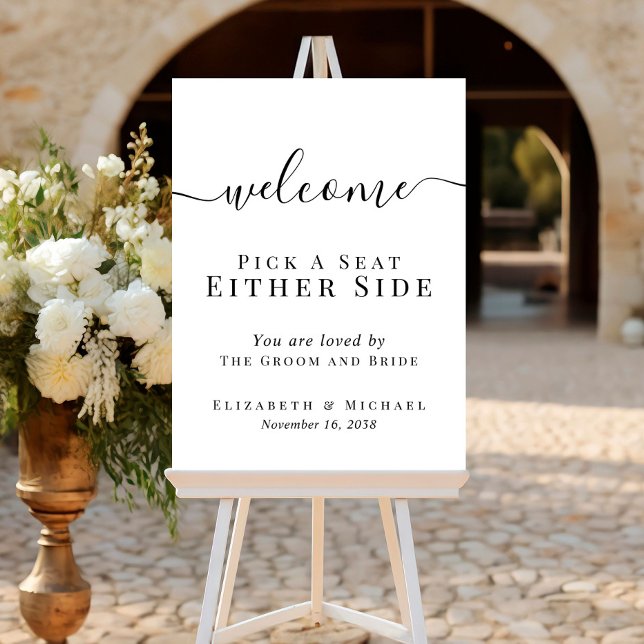 Pick a Seat Either Side Minimalist Wedding Welcome Foam Board (Pick a Seat Either Side Minimalist Wedding Welcome Sign
)