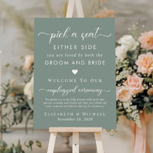 Pick A Seat Either Side Sage Green Wedding Seating Foam Board