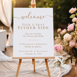 Pick a Seat Either Side Unplugged Ceremony Wedding Foam Board