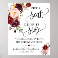 Pick a seat either side wedding ceremony marsala
